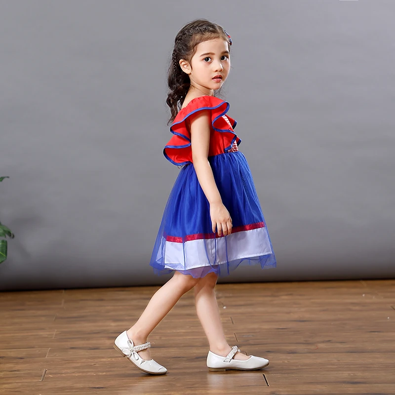 

2019 Girls Princess Tulle Dress Children Stripe Ruffle Sleeveless Party Sundress kids Sweet Casual Clothes For 2-8Ys Baby Girl