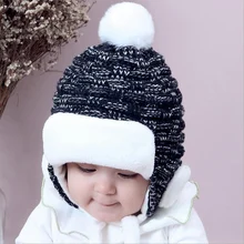 Г. Зимние Детские шапочки для мальчиков и девочек, вязаная бархатная шапка, наушники для малышей, теплые зимние шапки для детей, шапка для мальчиков на Рождество