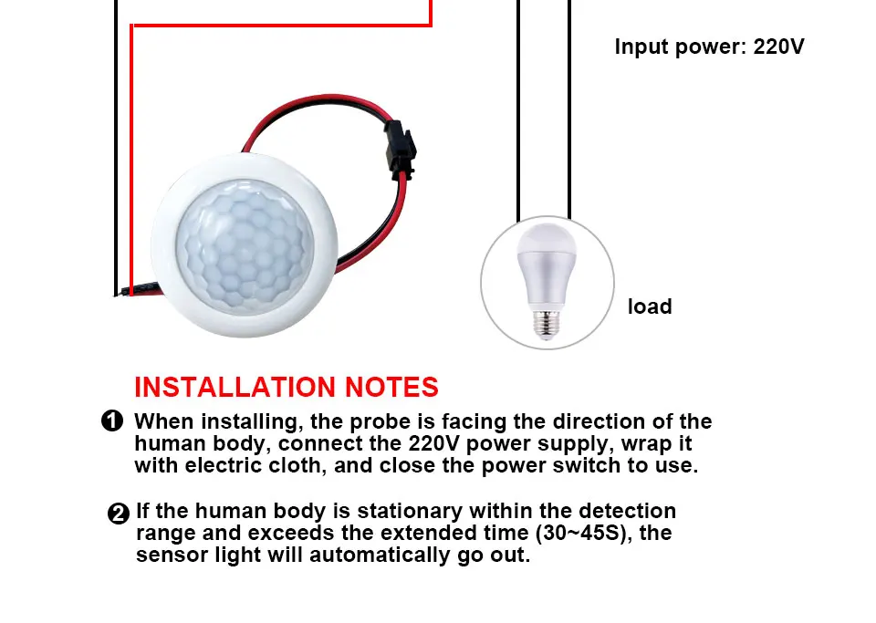 220V PIR Motion Sensor Switch ON OFF IR Infrared Human body Indction Sensor light Control Detector Module 50HZ (10)