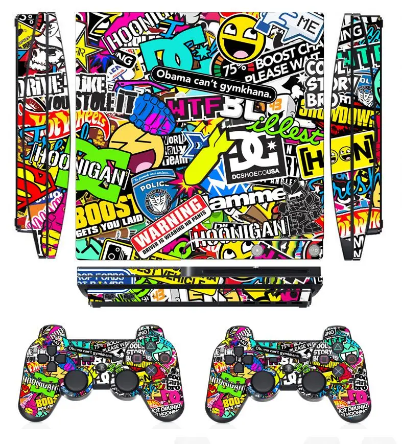 

Bombing 262 Vinyl Skin Sticker Protector for Sony PS3 Slim PlayStation 3 Slim and 2 controller skins Stickers