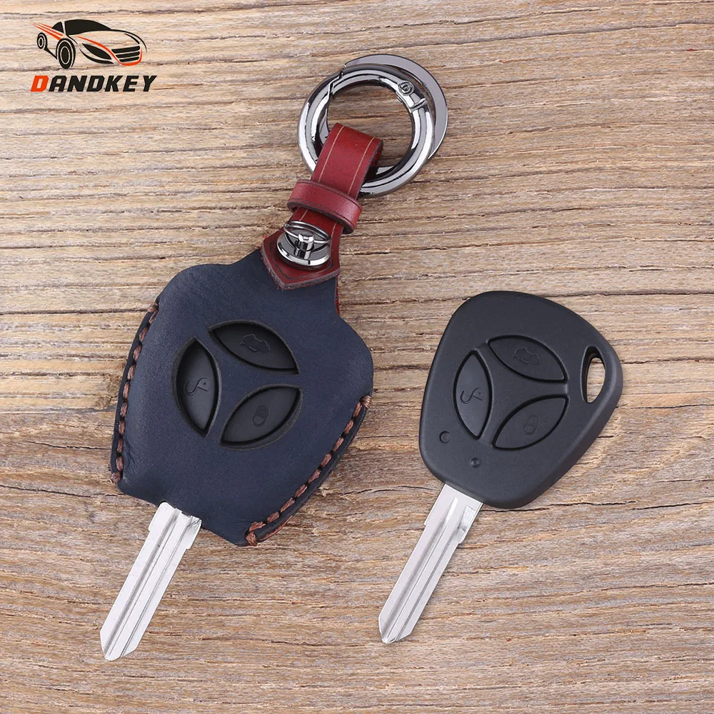 

DANDKEY Replacement 3 Buttons Genuine Leather Protector Key Case Shell Cover For Lada Vesta Granta Priora Kalina Vaz