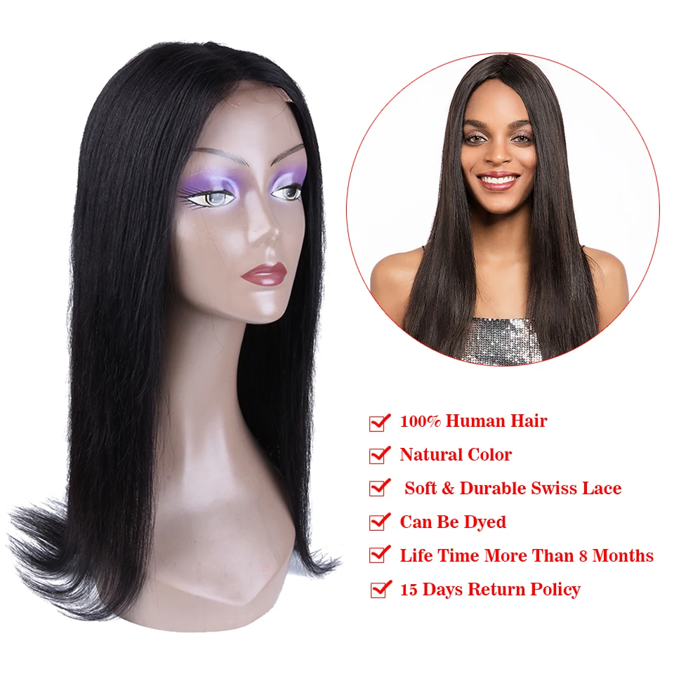 HairUGo Brazilian Hair Straight Lace Front Wig Pre Plucked Natural Hairline Lace Front Human Hair Lace Wigs For Black Women Remy