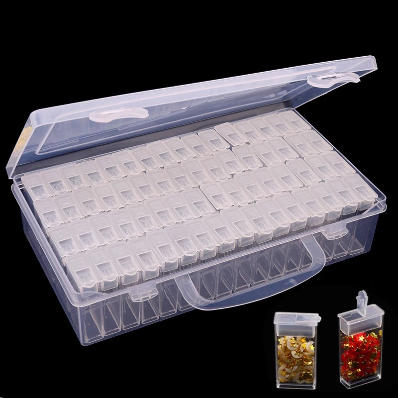 

Diamond painting accessories 64 grid container box DIY diamond embroidery mosaic tool beads transparent plastic drill storage co