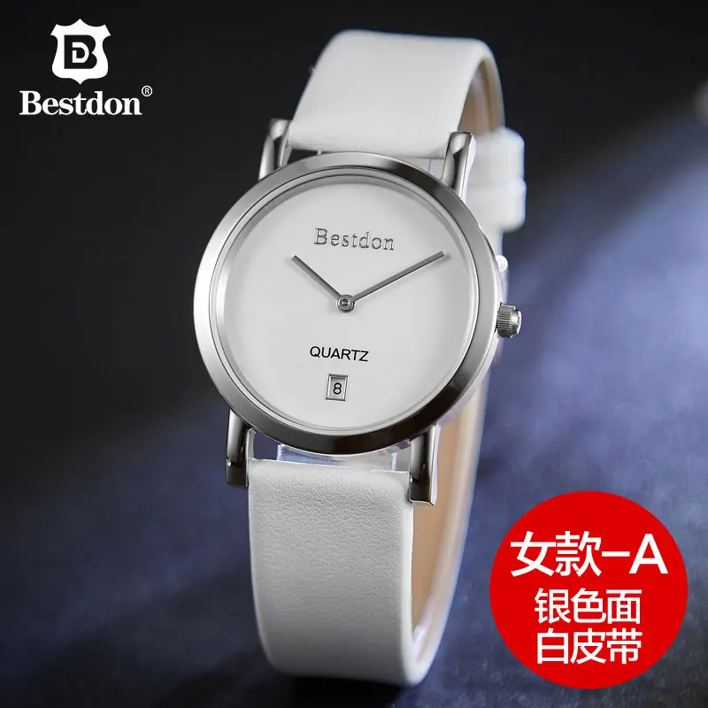 Bestdon сапфировое стекло женские часы Роскошный топ бренд минималистичные женские наручные часы водонепроницаемые кварцевые кожаные часы Femme - Цвет: Sliver white A-women