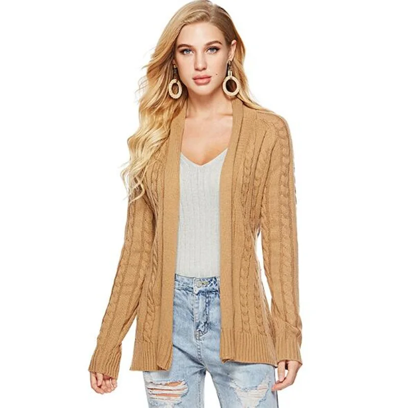 

Knit Cardigan Sweater Women Autumn Winter 2019 Fashion Open Stitch Sweaters Knitted Coat With Belt White/Grey/Wine Red/Camel NEW