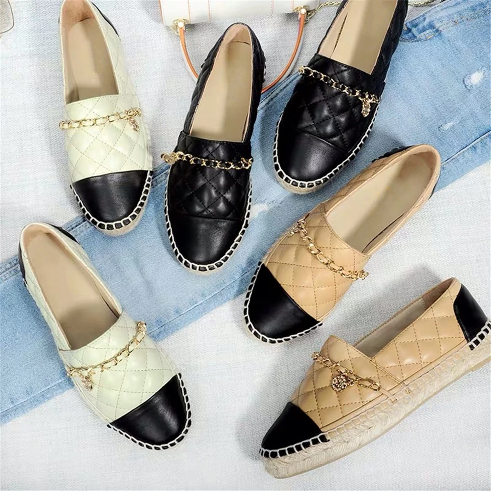 

Chueyz New Fashion Comfortable Seasons Women Espadrilles Shoes Genuine Leather Flats Woman Casual Loafers Top Quality Plus 34-42