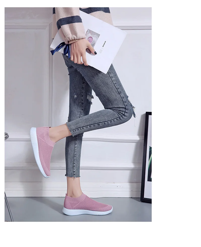 Hot Sell Sock Sneakers Women Pink Outdoor Mesh Shoes Breathable Woman's Footwear Female Girl zapatillas deporte mujer Size 35-44 (3)
