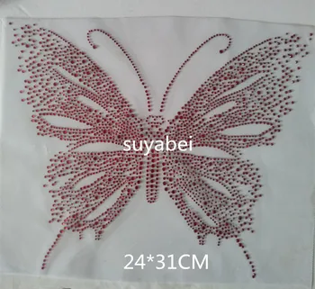 

2pc/lot Big butterfly iron on transfer patches hot fix rhinestone transfer motifs fixing rhinestones patches
