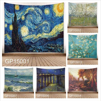 

Wall Hanging Cactus Tapestry Vincent Van Gogh artwork starry night Carpet Blanket Yoga Mat Decorative Tapestry for Home New1594