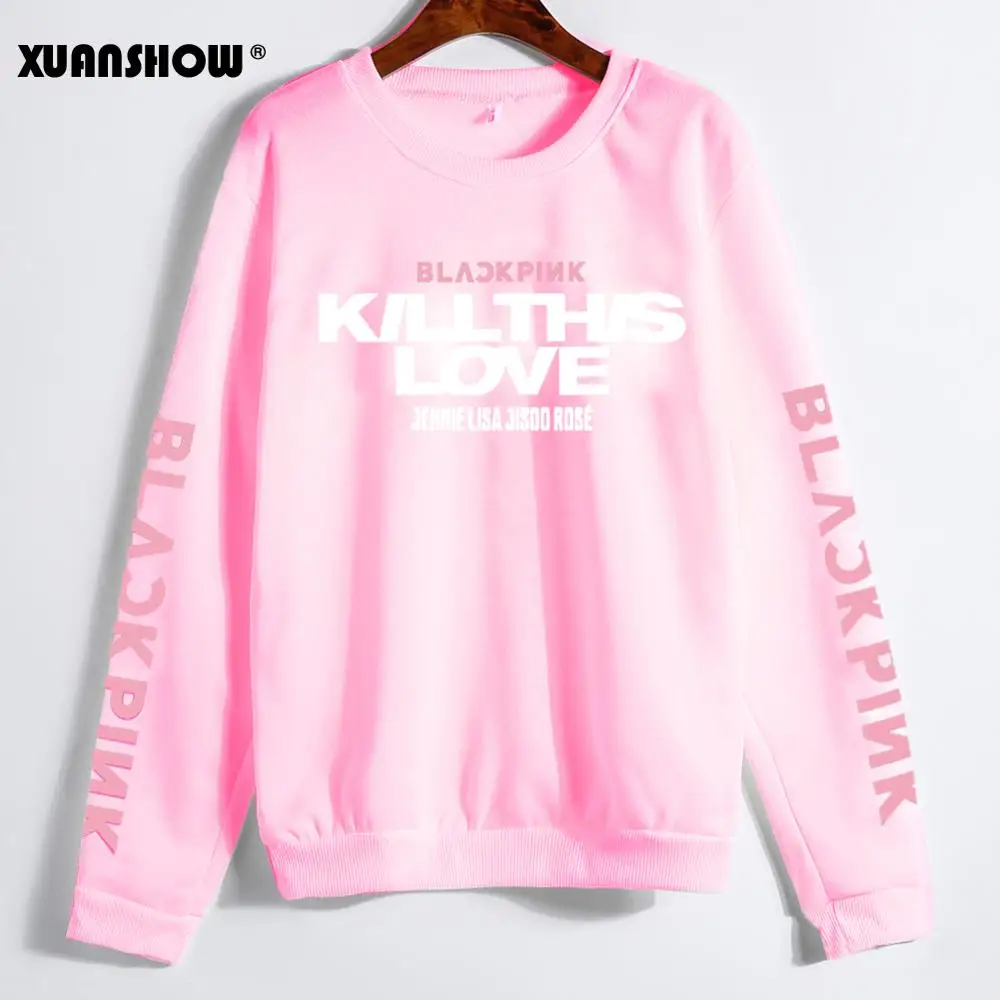 XUANSHOW унисекс Одежда для любителей корейский язык BLACKPINK KILL THIS LOVE Альбом Буквы Кофты мужчина Женщина пуловер Sudadera Mujer