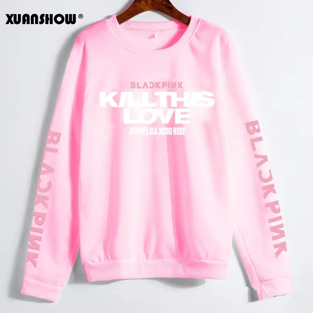  XUANSHOW Unisex Lovers Clothes Korean BLACKPINK KILL THIS LOVE Album Letters Sweatshirt Man Woman P
