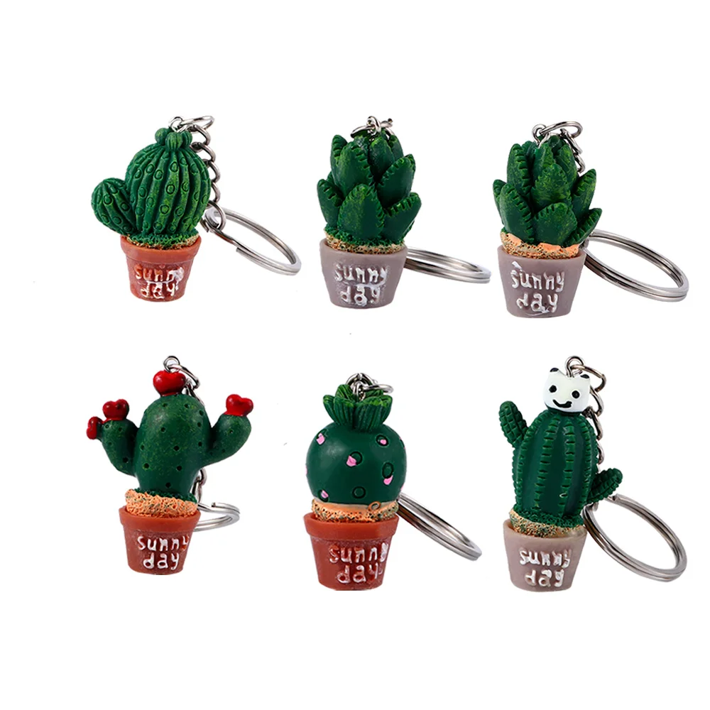 

Simulation Mini Plant Potted Key Ring Resin Cactus Key Chain Keyring Lady Handbag Pendant Accessories Fashion Jewelry Gifts