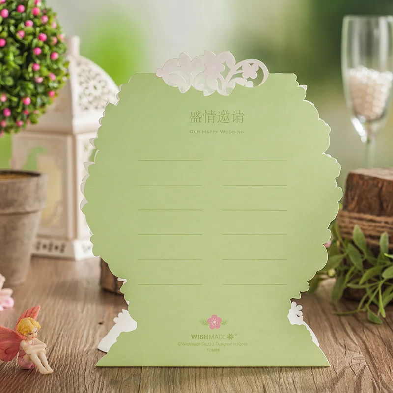 Лазерная резка зеленый цвет свадебные рассадочная карточка с таблицей номера|place