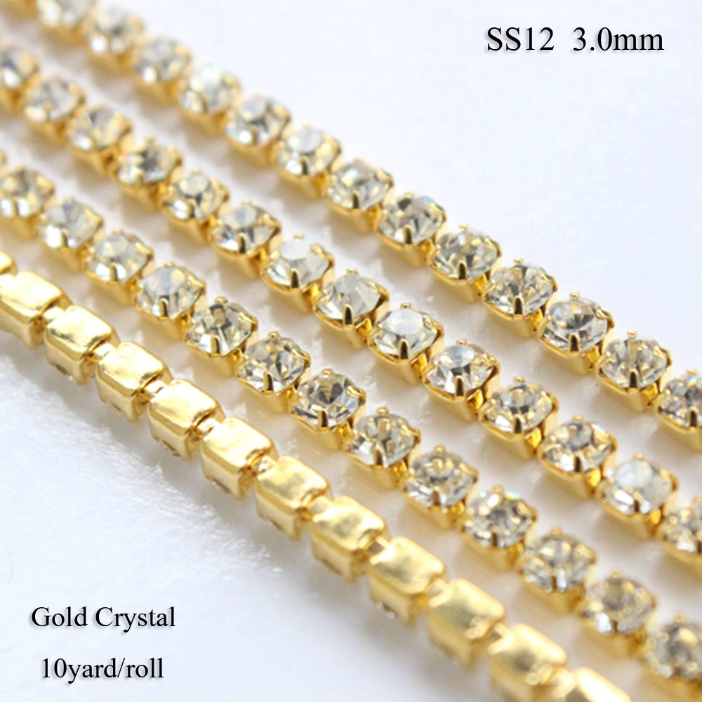 Crystal Clear Rhinestone Chain 10yars/roll Sew on Crystal Cup Chain