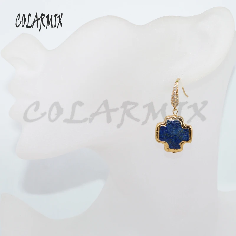 

5 pairs Blue stone earrings cross earrings hook earrings gems jewelry for women earrings gift 4965