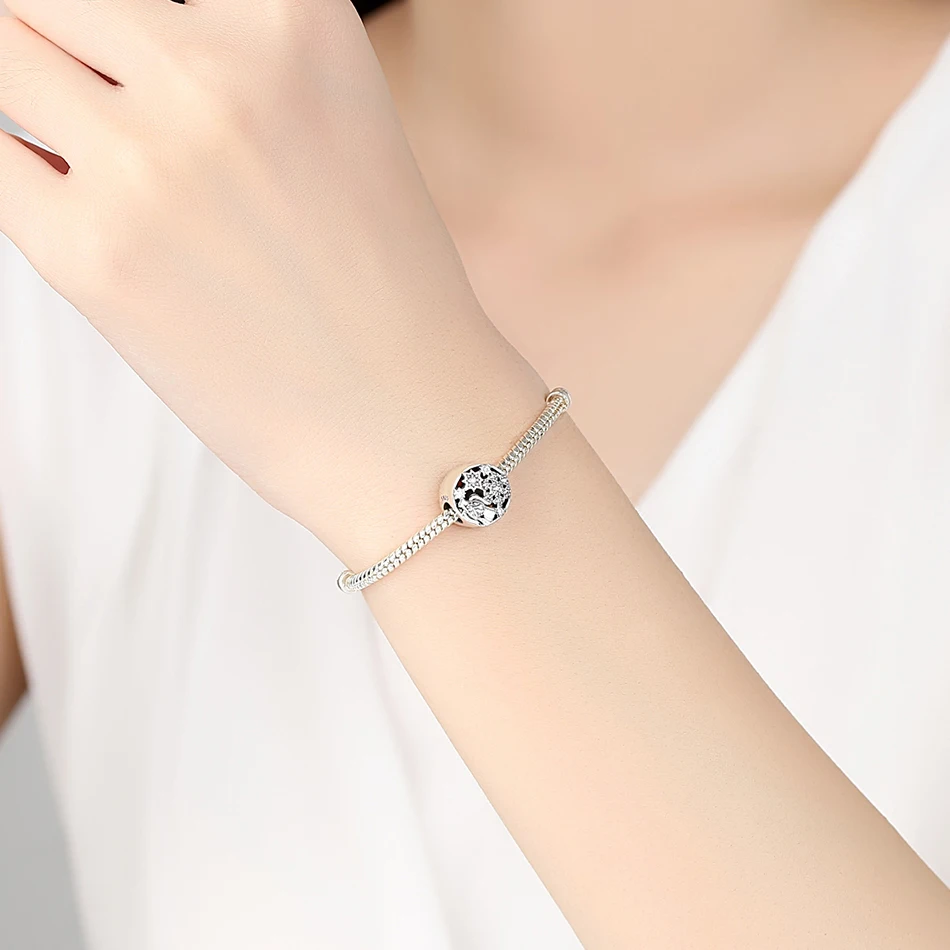 ELESHE Christmas Gift New 925 Sterling Silver Angel And Snowflake Bead Charms Fit Bracelets & Necklaces Fashion Jewelry