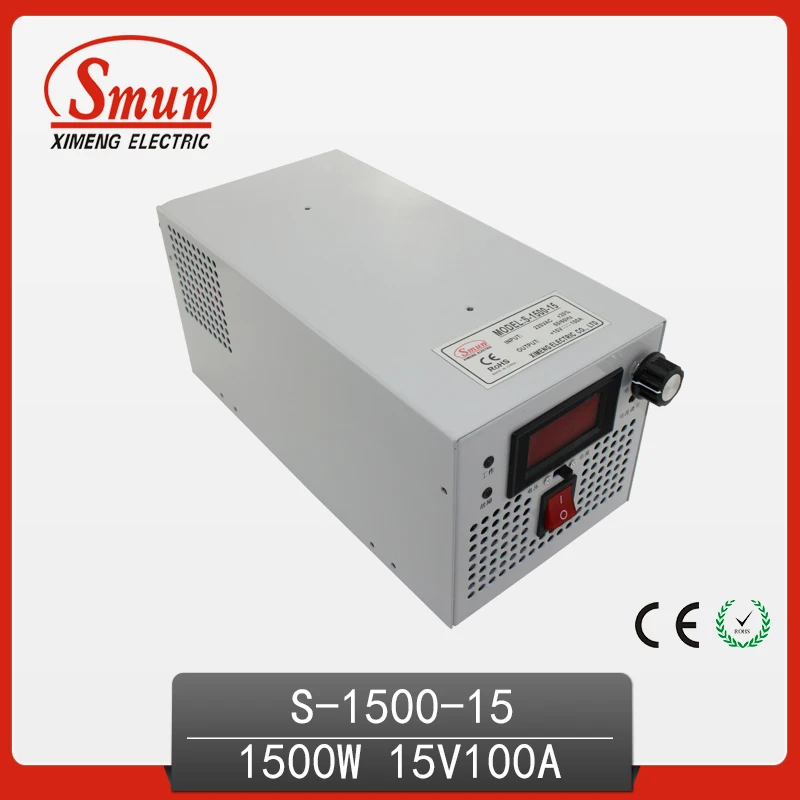 

1500W 15VDC 100A Single Output Switching Power Supply AC-DC Switched Power Supply S-1500-15
