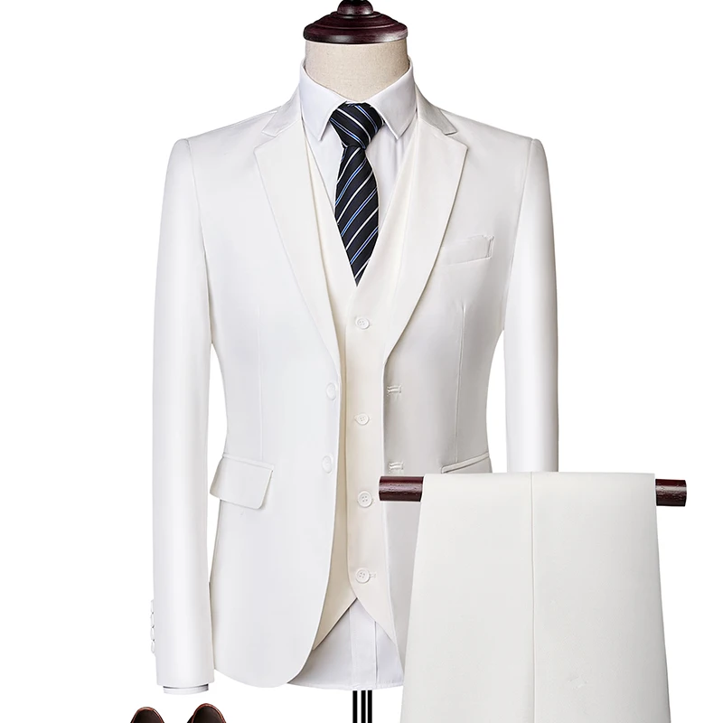  Suit suit male 2019 spring and autumn high-end custom business blazers three-piece / Slim large siz - 32955810487