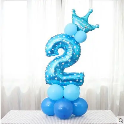 19 шт., фольгированные шары для детского душа, 32 дюйма, 2,3 г, латексные шары для детей 0-9 лет, декор для дня рождения, вертикальные шары - Цвет: 32inch Blue 2