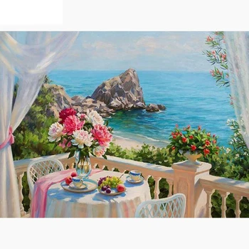 

NEW DIY Diamond Painting Cross Stitch Landscape Rhinestones Crystal Needlework 5D Diamond Embroidery Flower Full Diamond