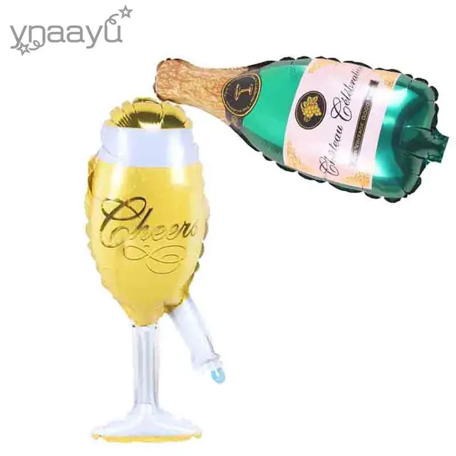 Ynaayu Champagne Bottle Foil Balloon Red Wine Glass Aluminum Balloons