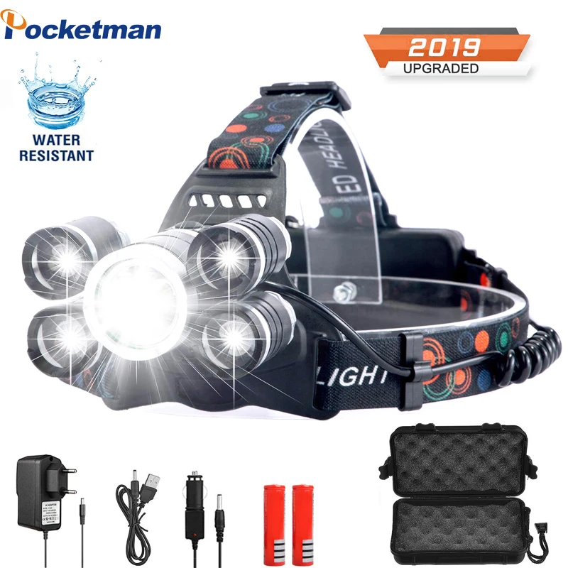 

Brightest 20000lumens LED headlamp fishing headlight T6 Head Torch flashlight Head lamp lampe frontale use 18650 by Fishing