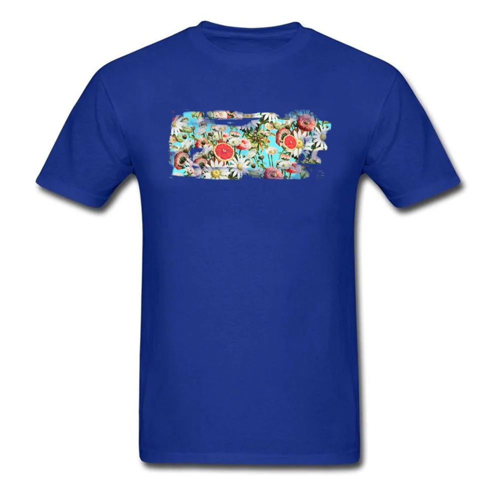 Botanical Garden Cotton Fabric Male Short Sleeve Tees Leisure Labor Day T Shirt Print Tee Shirts Coupons Round Neck Botanical Garden blue