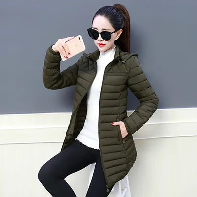 Autumn Winter Jacket Women Parka 2020 Fashion New Thin Hooded Warm Coat Cotton Padded Jacket Plus Size Slim Ladies Outerwear 6XL Army Green