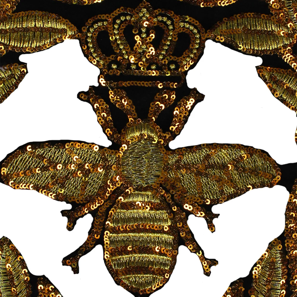 10pieces-Wreath-Gold-Sequins-Crown-Bee-Patches-Embroidery-Applique-Clothes-Craft-Sew-On-Garment-Stickers-TH558 (1) 