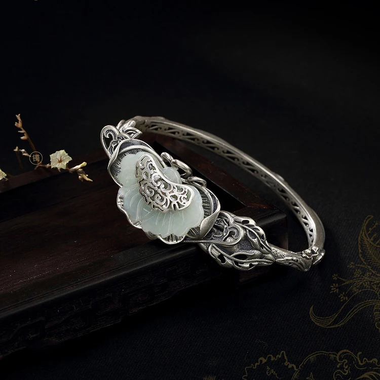 Мозаичный браслет из натурального камня нефрита с бабочкой, браслет на запястье, серебро 925 пробы, женский браслет для любви, браслет на руку B04