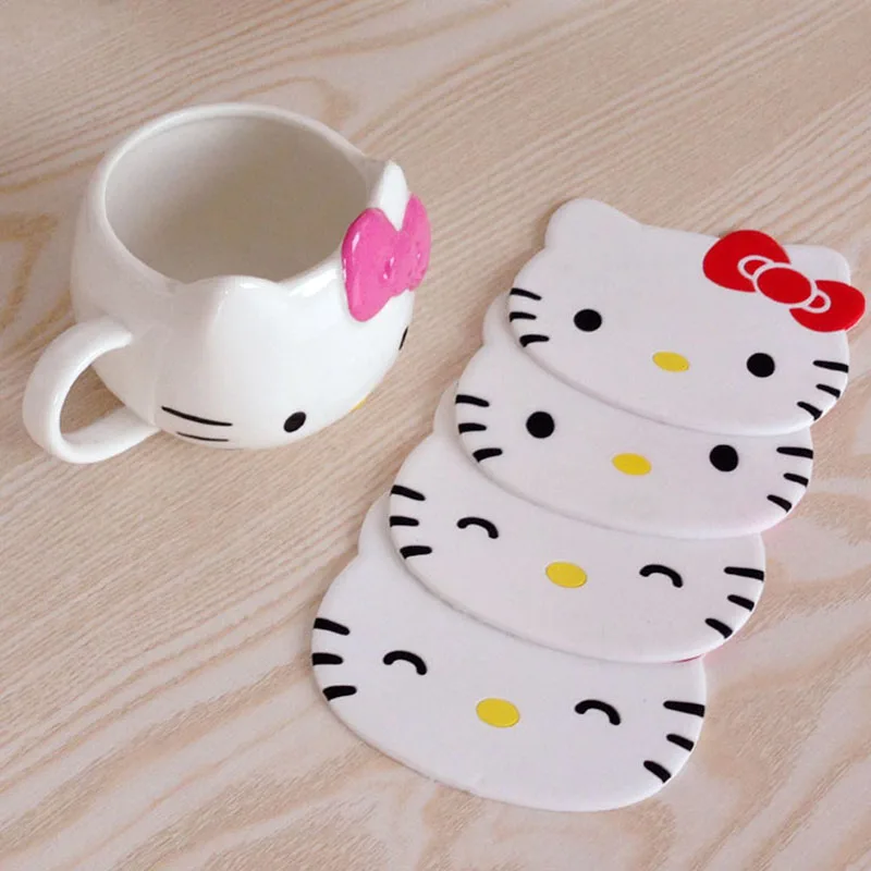 Cartoon 1PCS Silicone Drink Pads Dining Table Placemat Coaster Hello Kitty Kitchen Table Accessories Mat Cartoon 1PCS Silicone Drink Pads Dining Table Placemat Coaster Hello Kitty Kitchen Table Accessories Mat