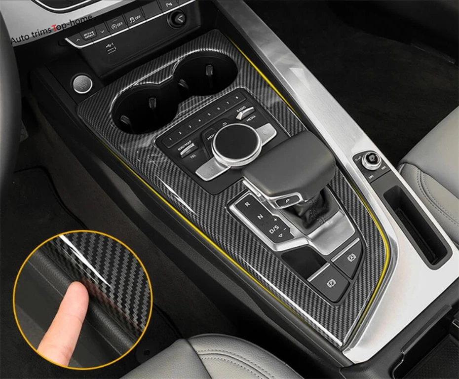 

Yimaautotrims Stainless Steel Carbon Fiber Look Interior For Audi A4 A5 B9 2016 - 2020 Gearbox Stalls Shift Panel Cover Trim