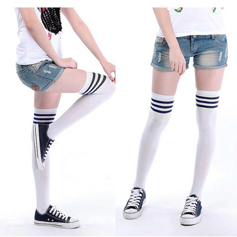 cotton socks womens knee high striped socks