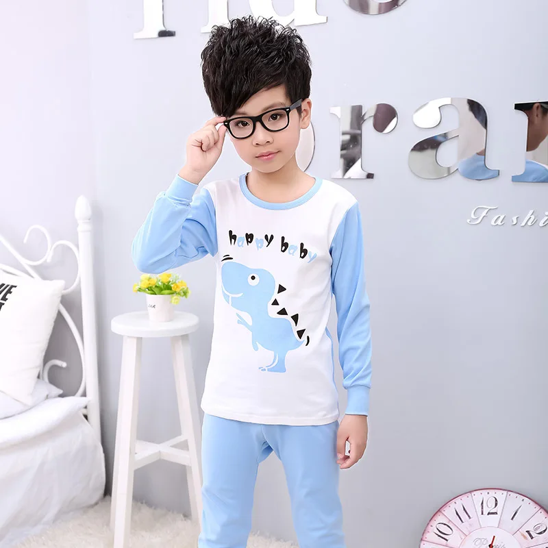 Детские пижамы 100% хлопок пижамы для мальчиков и девочек в «мультяшном» стиле спальные костюмы с длинными рукавами 2 изделия в комплекте
