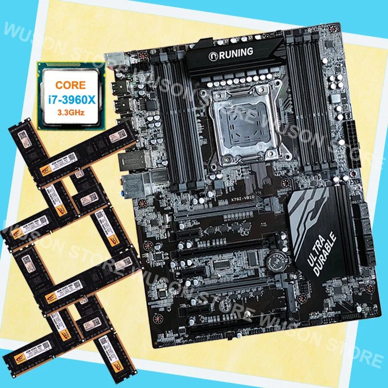 ^Cheap New arrival Runing ATX X79 motherboard with 8 RAM slots CPU Intel core i7 3960X 3.3GHz brand new memory 32G(8*4G) DDR3 1600MHz