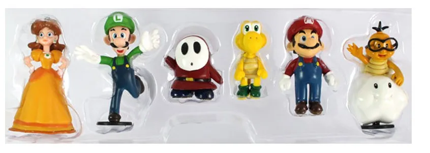 DONKEY KONG Super Mario Bros Боузер Луиджи Купа Йоши Марио машина жаба, в форме персика принцесса Одиссея ПВХ фигурка модель куклы игрушки - Цвет: Daisy 6Pcs no box