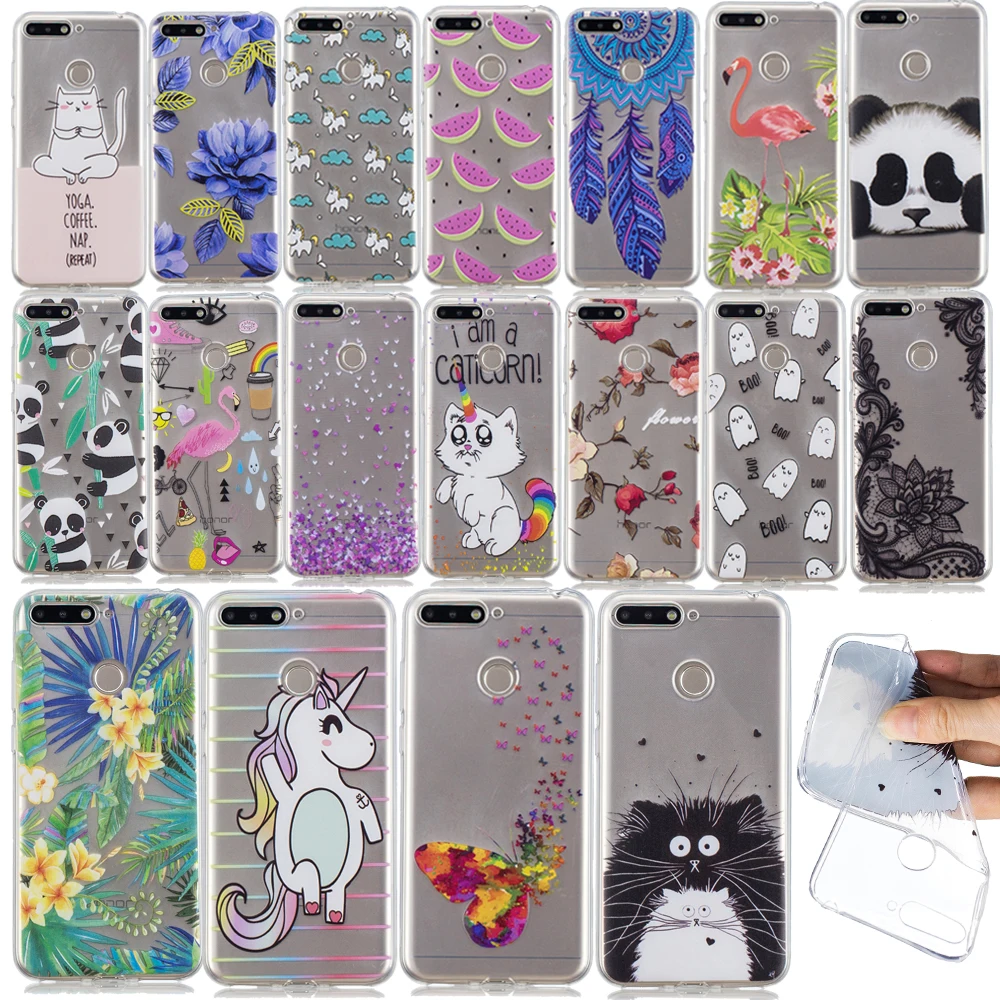 Ultra Thin Slim Unicorn Flamingo Patterned Clear Silicone Case Cover For Huawei Y6 2018 Y6 Prime Soft TPU Phone Capa For Y6 2018(1)