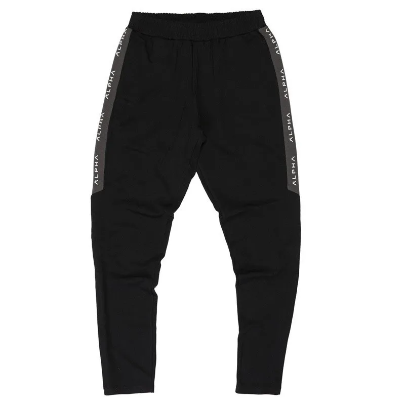 Мужские длинные штаны для спортзала и бега, хлопковые мужские спортивные штаны для тренировок и фитнеса, повседневные спортивные штаны для бега, обтягивающие брюки - Цвет: K37 black gray