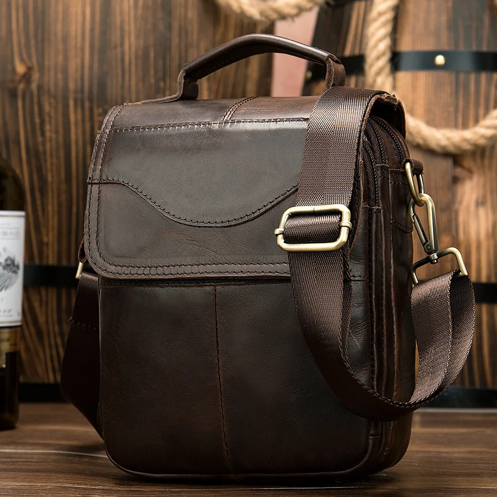

100% leather top layer cowhide Europe and America portable men's business casual bag retro shoulder Messenger bag
