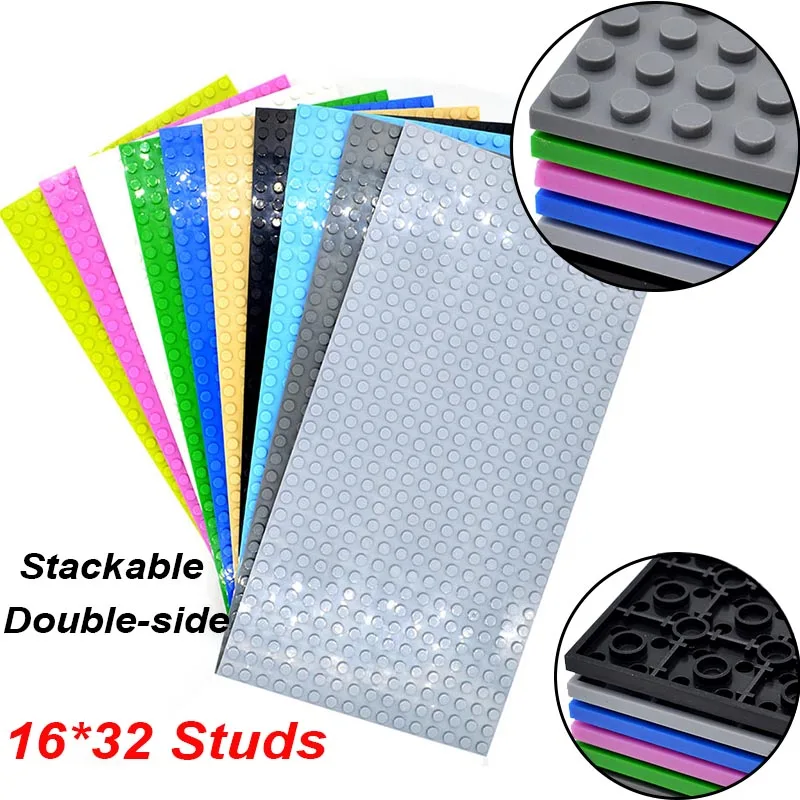 

Single Sale Double Side Baseplates 16*32 Studs Stackable Base Plate for Building Blocks Gift Kids Educational Toys
