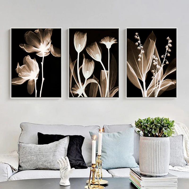 

Modern Abstract Flower Painting Home Decor Wall Art Pictures Canvas Prints Poster Living Room Decoration 3 Piece Canvas Painting