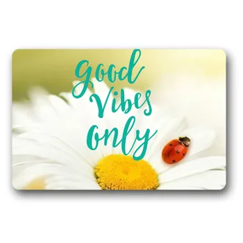 

Doormats Flowers Good Vibes Only woven design welcome mat 30x18inch