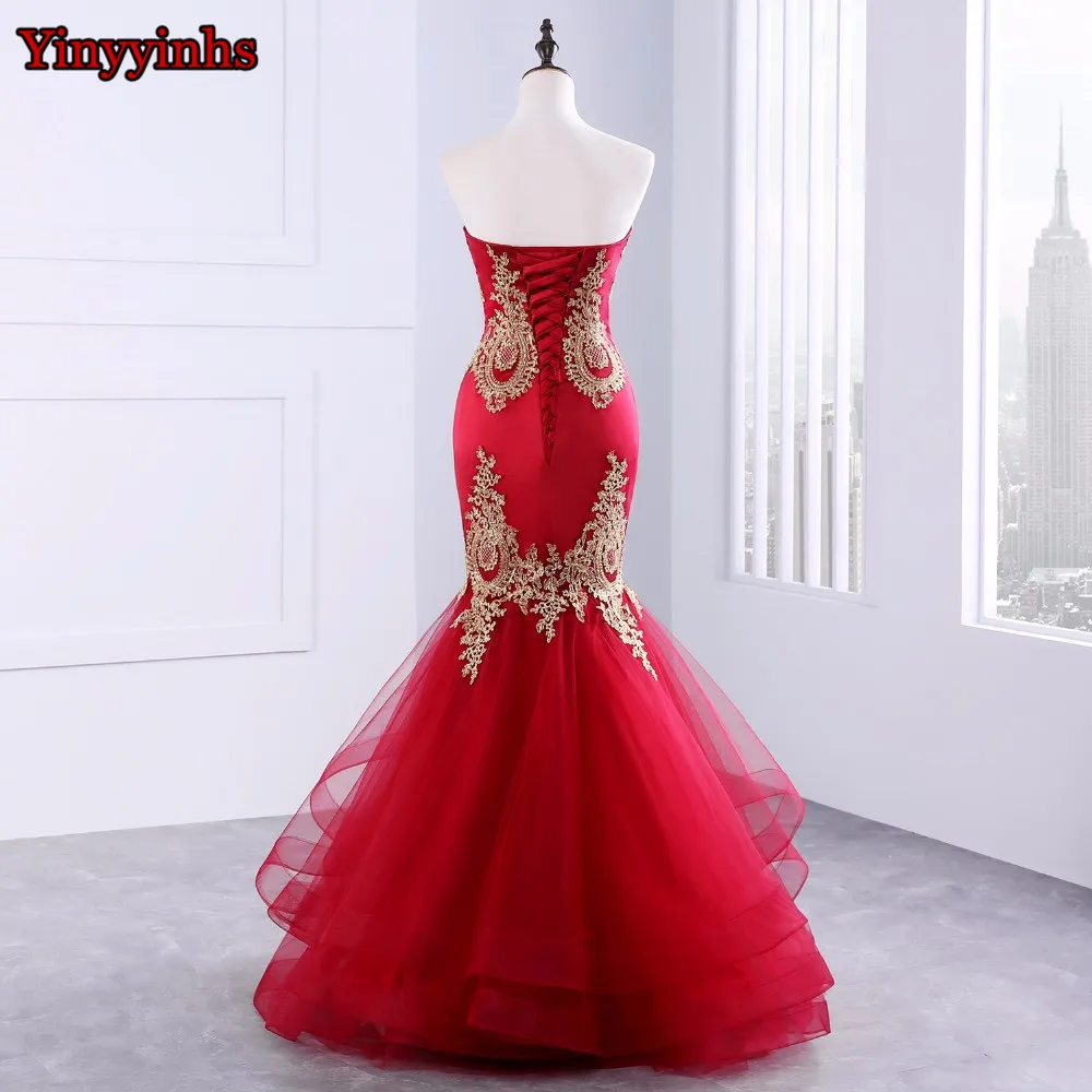 Vintage Vestido De Festa Backless Prom Dresses Tulle Mermaid Evening Dress Long Sweetheart Formal Gown Robe De Soiree 2019 CG26