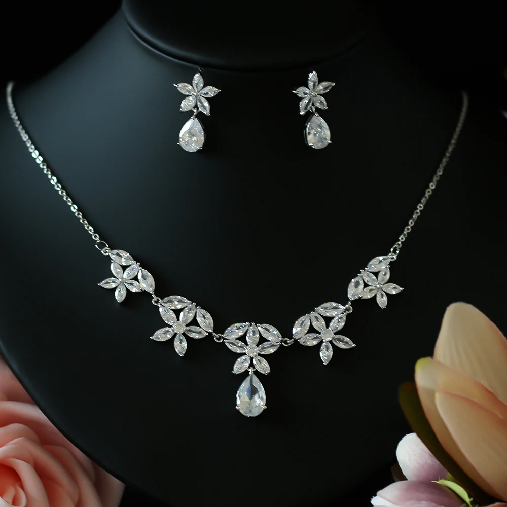 

ASNORA Bridal Jewelry Sets Female Jewellery With Zircon Set of Earrings Pendant Necklaces Gift Party for Woman