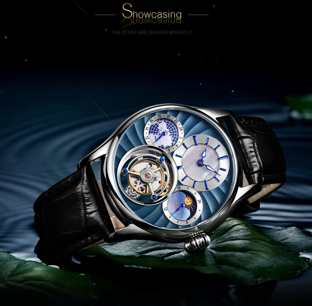 Guanqin 2019 real tourbillon mão mecânica vento