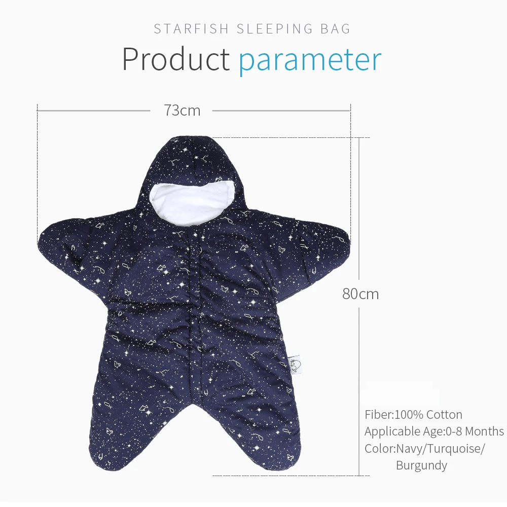 CieiK Baby Sleeping Clothes Cotton Winter Newborn Swaddle Star Sleepsack Soft Zipper Closure Warm Crochet Wearable Blanket (6)