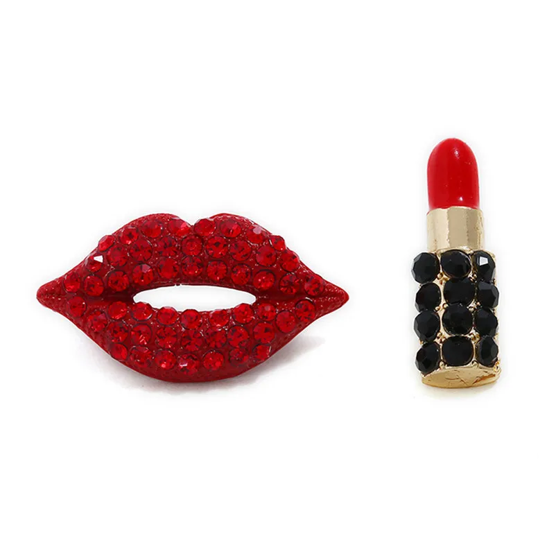 2018 Fashion earrings for women sexy red lips lipstick earrings Asymmetrical Rhinestone Jewelry Brincos Bijoux Femme J11#N (5)