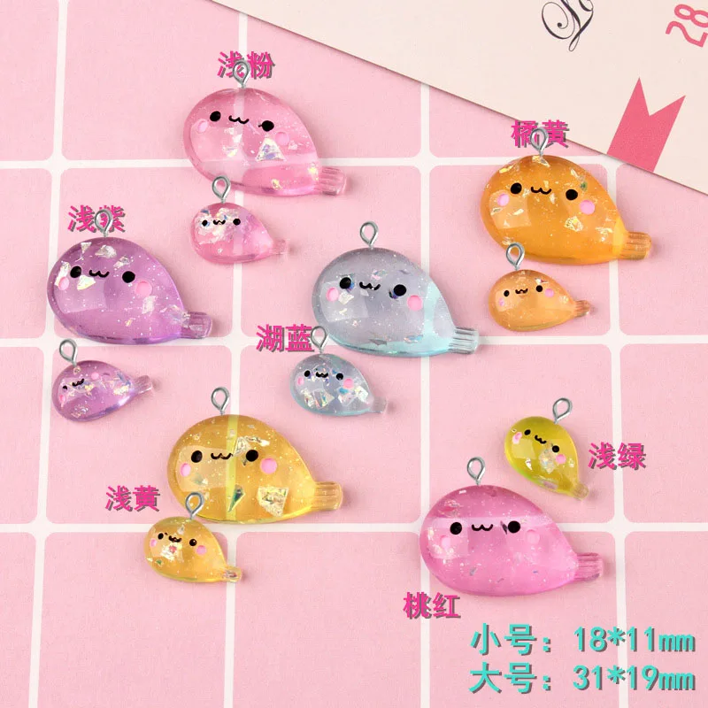 

10pcs 31*19MM DIY handmade multi-colored resin whale charms flatback kawaii cabochon sticker pendant jewelry making accessories