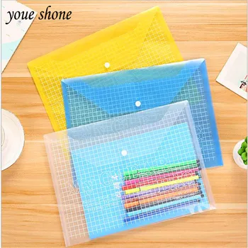

1PCS A4 transparent plastic information bags PP snap file pocket color office for Office Supplies 32.5*23.5CM 14 silk