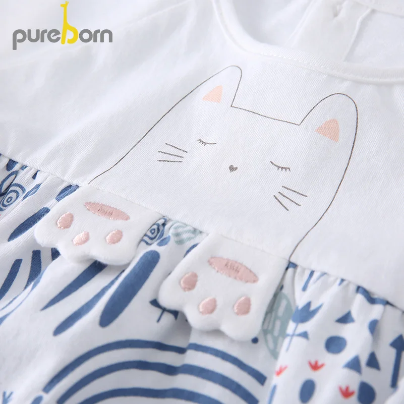 Pureborn Baby/боди с короткими рукавами; одежда для малышей с круглым вырезом; одежда для маленьких мальчиков и девочек; комбинезон для младенцев; комбинезоны; Одежда для новорожденных